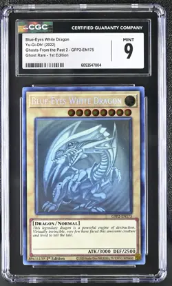 CGC 9 MINT Yugioh Blue-Eyes White Dragon GFP2-EN175 Ghost Rare 1st Edition *7004 - Image 1