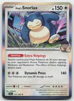 Hop's Snorlax - 117/159 Holo Journey Together Pokemon NM - Image 1