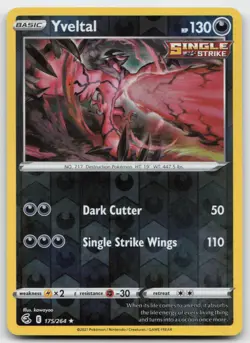 Yveltal 175/264 Reverse Holo Pokemon SWSH08: Fusion Strike NM - Image 1