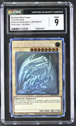 CGC 9 MINT Yugioh Blue-Eyes White Dragon GFP2-EN175 Ghost Rare 1st Edition *7007 - Image 1