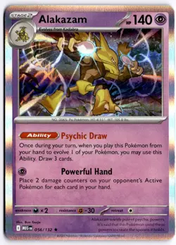 Alakazam 056/132 Holo Pokemon ME01: Mega Evolution NM - Image 1