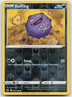 Koffing 094/198 Reverse Holo Pokemon SWSH06: Chilling Reign NM - Image 1
