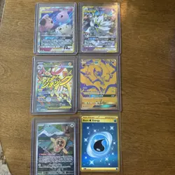 6 Card Lot Pokemon Gold Card Tag Team Art Rare - Image 1
