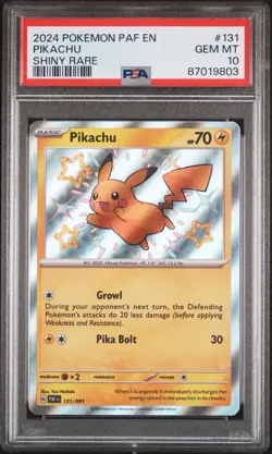 2024 POKEMON PALDEAN FATES SHINY RARE 131/091 PIKACHU PSA 10 - Image 1