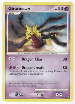 Pokemon TCG Giratina LV.70 Non-Holo Rare Platinum 28/127 - Image 1