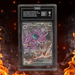 Pokemon Destined Rivals TEAM ROCKET'S NIDOKING EX 233/182 SIR TAG 9 - Image 1