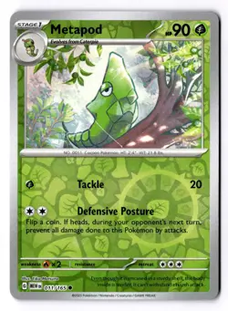 Metapod 011/165 Reverse Holo Pokemon SV: Scarlet & Violet 151 NM - Image 1