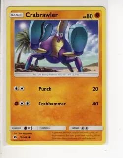 CRABRAWLER SUN & MOON BASE SET POKEMON CARD 72/149 NM/M - Image 1