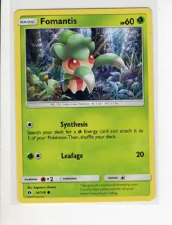 SUN & MOON BASE SET FOMANTIS POKEMON CARD 14/149 EX/NM - Image 1