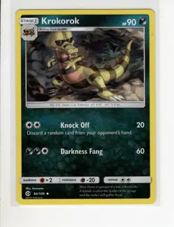 SUN & MOON BASE SET KROKOROK POKEMON CARD 84/149 EX/NM - Image 1