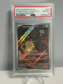 Team Rockets Meowth Destined Rivals Illustration Card Pokemon PSA Gem Mint 10 - Image 1