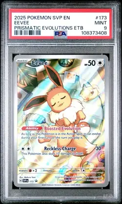 2025 Black Star Promo Prismatic Evolutions ETB # 173 Eevee PSA 9 Card MINT! - Image 1
