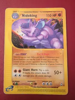 Nidoking 24/147 WOTC Aquapolis Non Holo Pokemon Card Played Condition - Image 1