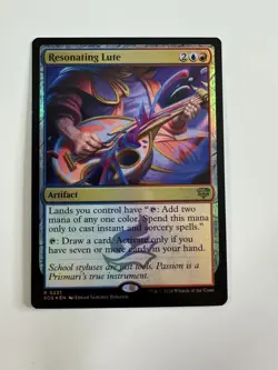 Resonating Lute 221 Rare Secrets of Strixhaven Magic: The Gathering Foil NM - Image 1