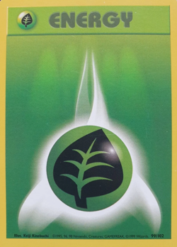 Grass Energy Card 99/102 Base Set - Pokemon Card Green - NM - Image 1