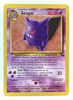 Gengar - 20/62 - WOTC Fossil Set Regular Rare Pokemon Card - NM/LP+ - Image 1
