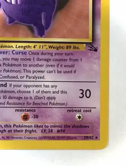 Gengar - 20/62 - WOTC Fossil Set Regular Rare Pokemon Card - NM/LP+ - Image 5