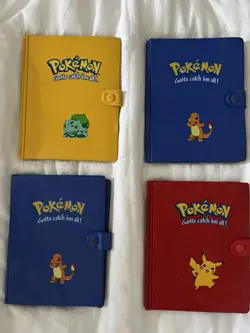 Pokemon Card Binder Lot Bulbasaur Charmander Pikachu Yellow Blue Red - Image 1