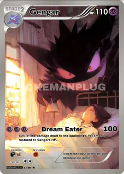 Fishman 10 Gengar Night Full Art - Pokemon Card Collectable Gift Display - Image 1
