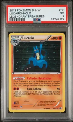 Lucario Holo 80/113 PSA 7 2013 Legendary Treasures Pokemon Card TCG NM Card - Image 1