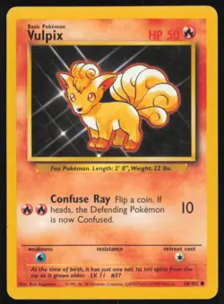Vulpix 68/102 Pokemon Card Base Set Common 50 HP NM Unlimited - Image 1