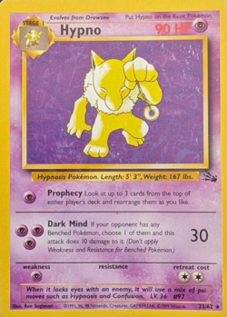 Fossil Hypno Non-Holo Rare Card 23/62 - Pokemon TCG (1999) - Image 1