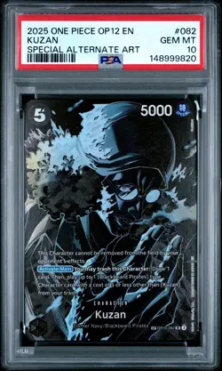 2025 ONE PIECE OP12 LEGACY OF THE MASTER OP10-082 KUZAN SP ALT ART PSA 10 GEM MT - Image 1