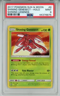 POKEMON SHINING LEGENDS SHINING GENESECT #9 HOLO FOIL CARD PSA 9 MINT #44376975 - Image 1