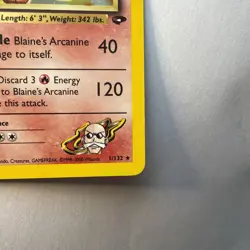 Blaine's Arcanine Holo Rare Card Pokemon Gym Challenge 1/132 NM Pokemon TCG - Image 5