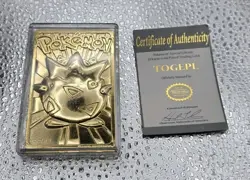 Pokemon 23k Gold Plated Togepi Trading Card 1999 Burger King - Image 1