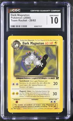 CGC 10 GEM MINT Dark Magneton 2000 Team Rocket 28/82 Pokemon Card - Image 1