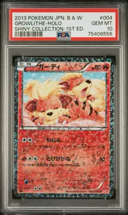 PSA 10 Growlithe Holo B&W Shiny Collection SC 004/020 Japanese Pokemon Card 2013 - Image 1