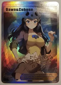 Dawn & Cubone Pokemon Sexy Anime Cosplay Waifu Trainer Art Card - Image 1
