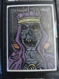 Mtg Hand Painted Altered Art Foil Vile Entomber Zombie Artwork Painting Signed - Image 1