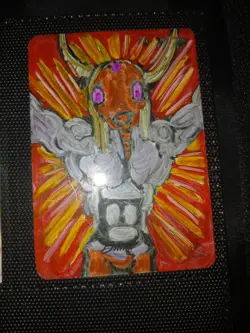 Mtg Hand Painted Altered Art Beast Token Artwork Painting Signed - Image 1