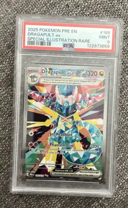 2025 Pokemon Pre En Dragapult ex 165/131 Prismatic Evolutions Holo PSA 9 Rare - Image 1