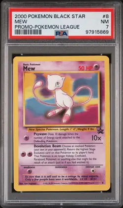 2000 POKEMON PROMO BLACK STAR POKEMON LEAGUE #8 MEW PSA 7 - Image 1