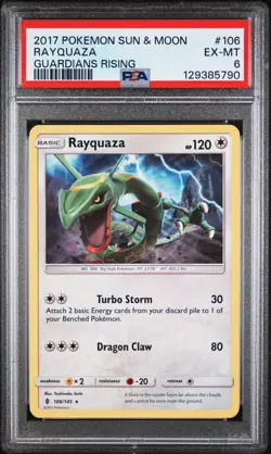 2017 POKEMON SUN & MOON GUARDIANS RISING #106 RAYQUAZA PSA 6 - Image 1