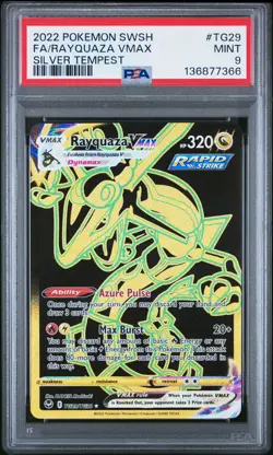 2022 POKEMON SWORD & SHIELD SILVER TEMPEST #TG29 FULL ART/RAYQUAZA VMAX PSA 9 - Image 1