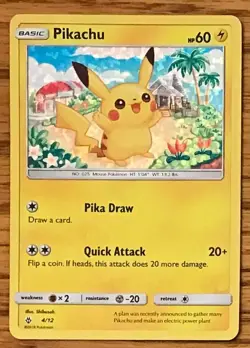 Pokemon TCG Pikachu 4/12 McDonald’s Promo Holo 2018 - Image 1