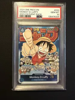 One Piece Monkey D. Luffy P-033 CS 2023 Event Pack Championship - PSA 10 - Image 1