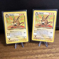 2x Lot Pokemon TCG Unlimited Fossil Set Raichu 29/62 LP - Image 1