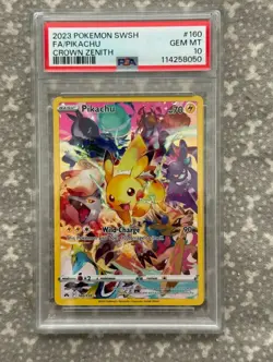 2023 POKEMON SWORD AND SHIELD CROWN ZENITH 160 FULL ART/PIKACHU PSA 10 - Image 1