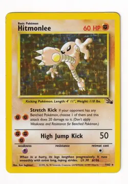 1999 Pokemon Fossil Hitmonlee-Holo #007 - Image 1