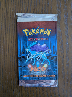 EMPTY Pokemon Neo Revelation Suicune Booster Pack Wrapper WOTC - Image 1