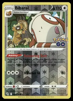 Bibarel Reverse Holo Common Pokemon GO 060/078 NM - Image 1