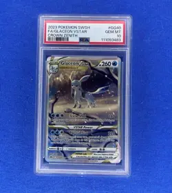 2023 Pokemon Swsh FA/Glaceon VStar Crown Zenith #GG40 PSA 10 GEM MT - Image 1