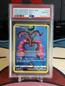 Pokemon Galarian Moltres Crown Zenith Tins Full Art Promo SWSH284 PSA 10 - Image 1