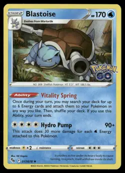 Blastoise Holo Holo Rare Pokemon GO 017/078 NM - Image 1