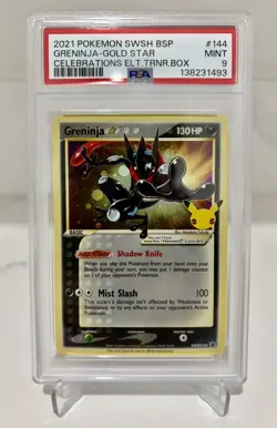 Pokemon Greninja Gold Star 2021 Celebrations Black Star Promo SWSH144 PSA 9 - Image 1